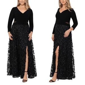 XSCAPE
Plus Long Sleeved Flower Gown Black Size 22W